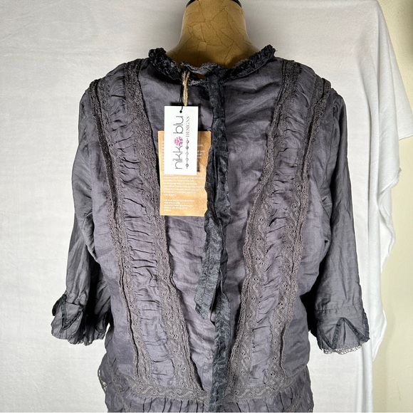 Magnolia Pearl Midnight Hyacinth dress linen silk gray - Picture 4 of 16